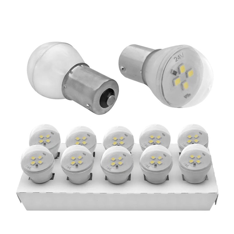 kit lampada led bulb 1 polo 3w 24v base ba15s autopoli 10 unidades au018 branco